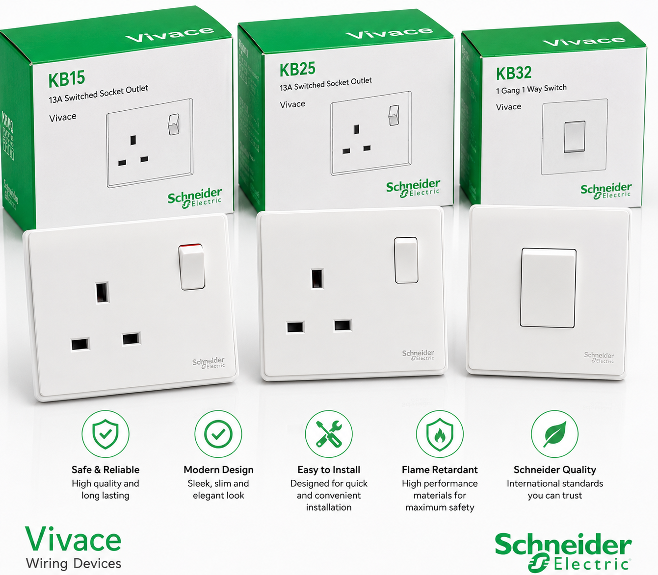 Schneider Electric Vivace Sockets and Switches